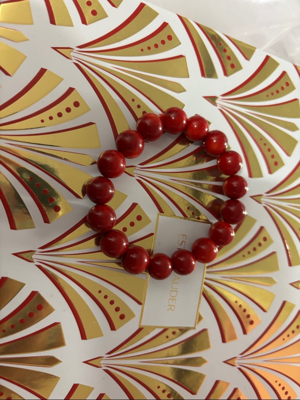 Red Beaded Stretch Bracelet